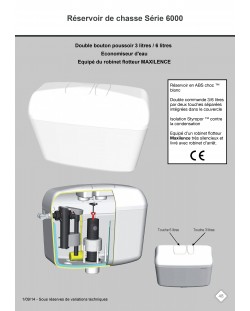 A 6000 CISTERN Bottom entry : DOUBLE COMMANDE 3/6 LITRES - Mid-height model type A / 2722.700